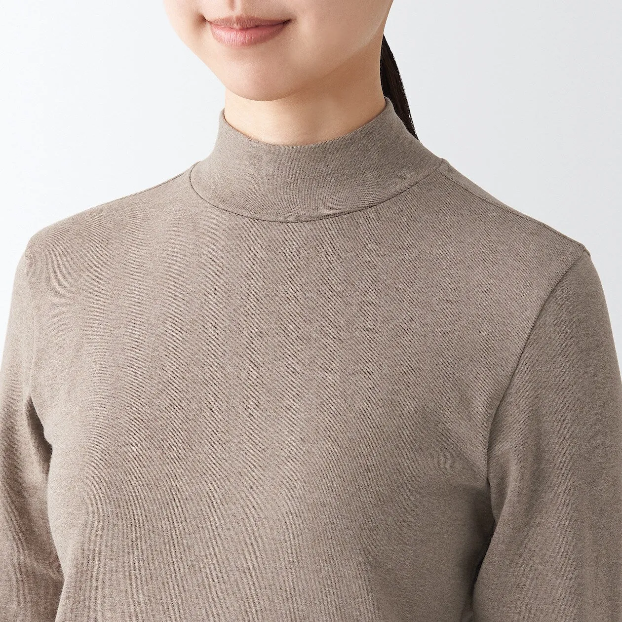 Stretch Ribbed High Neck Long Sleeve T-Shirt