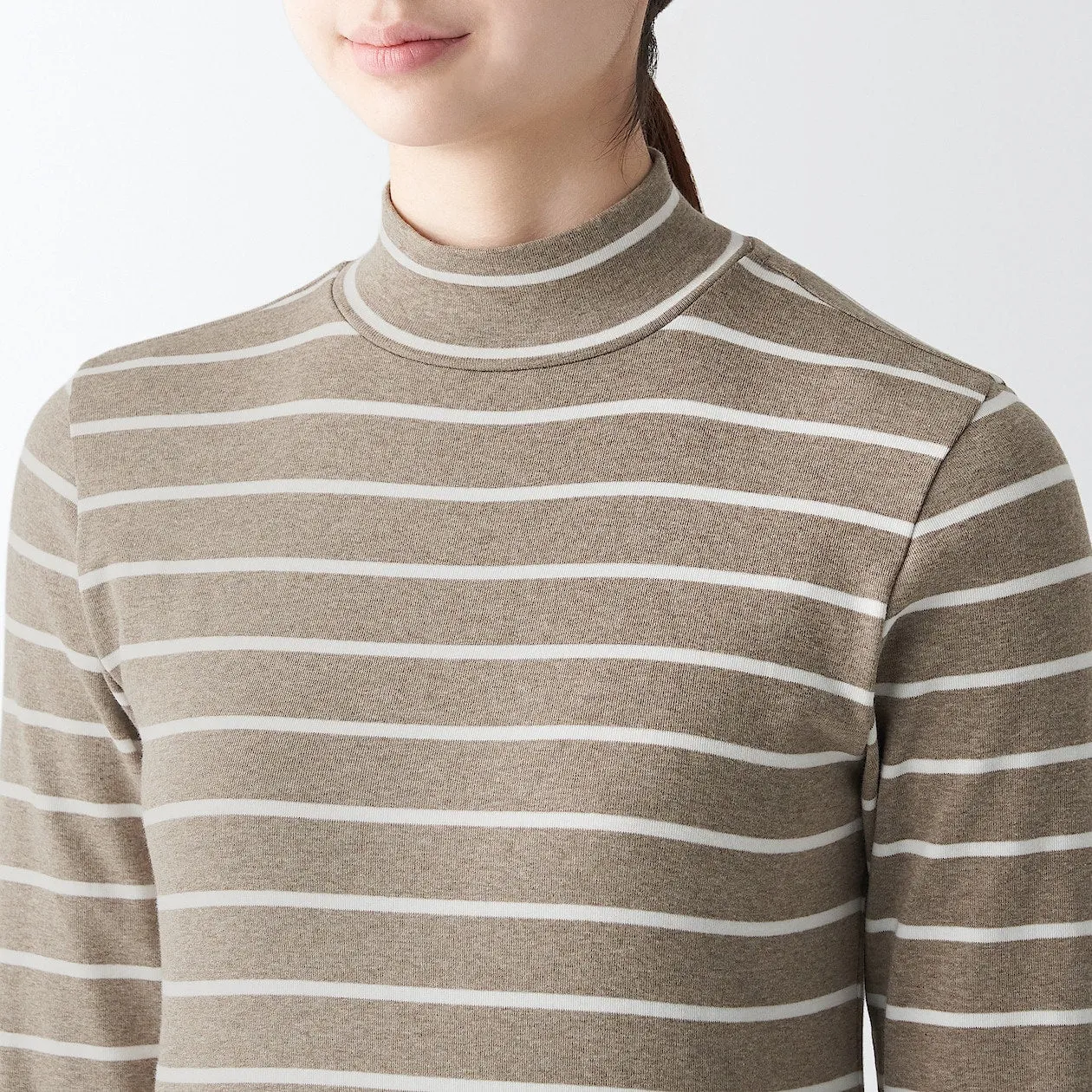 Stretch Ribbed High Neck Long Sleeve T-Shirt