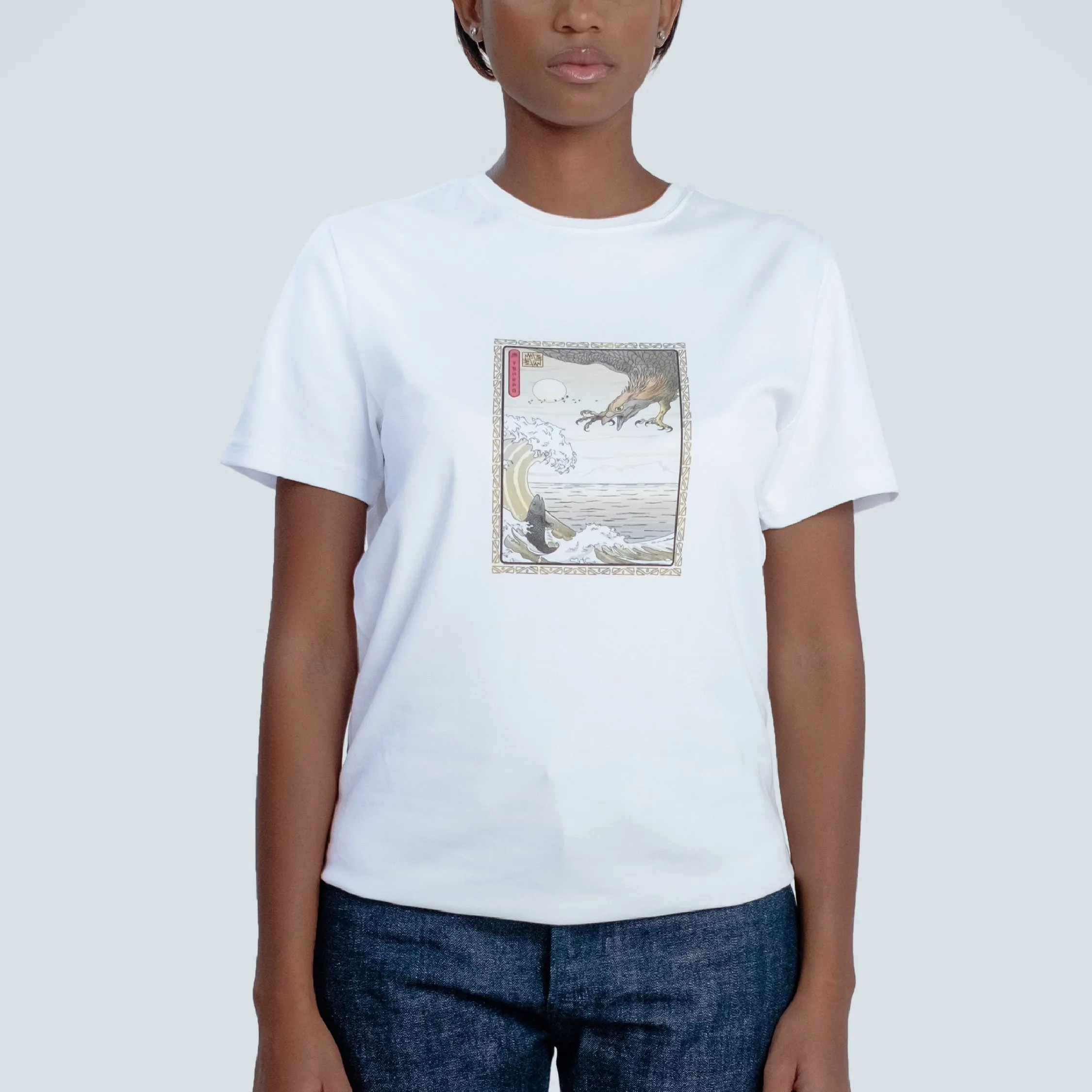 TSHEPO FISH & EAGLE T-SHIRT, WHITE