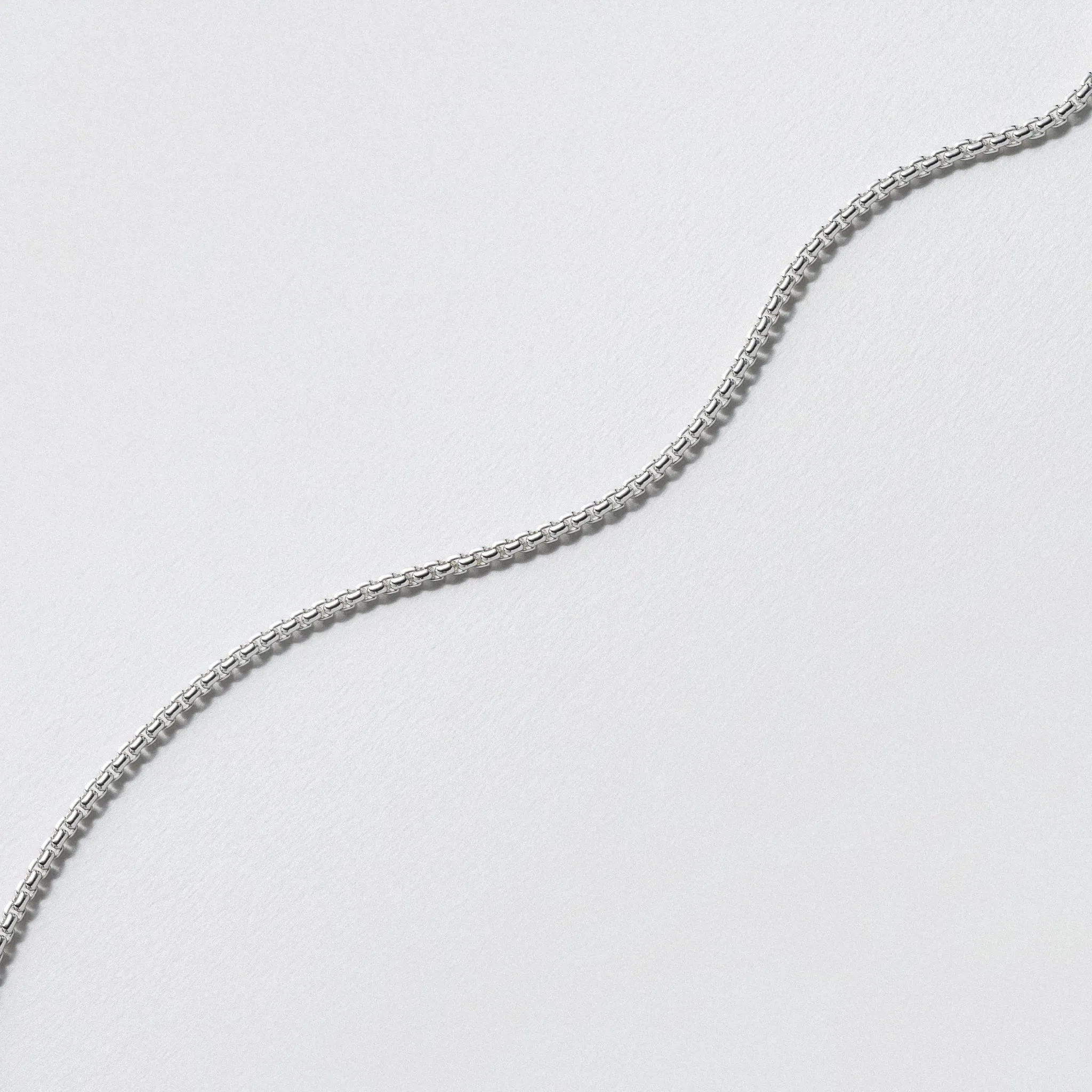 White Gold Box Chain Bracelet - Polished 2.6mm