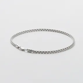 White Gold Box Chain Bracelet - Polished 2.6mm