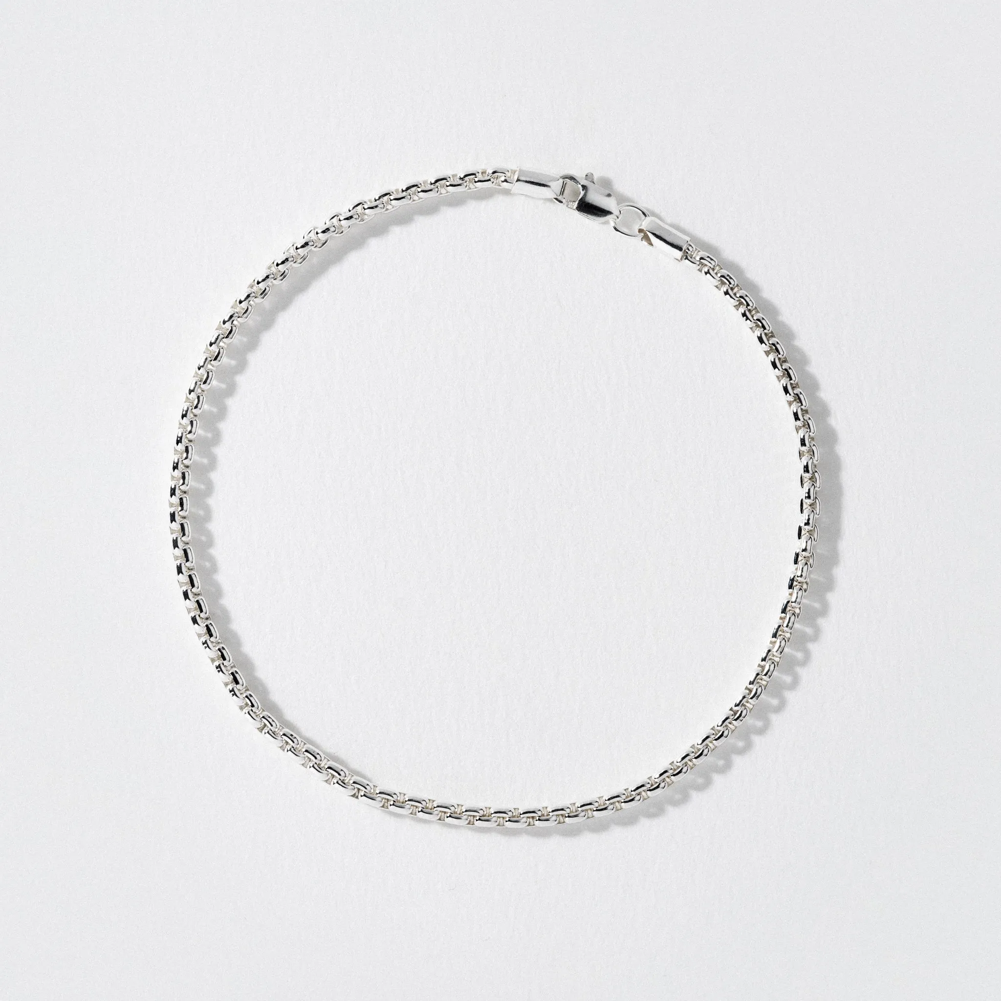 White Gold Box Chain Bracelet - Polished 2.6mm