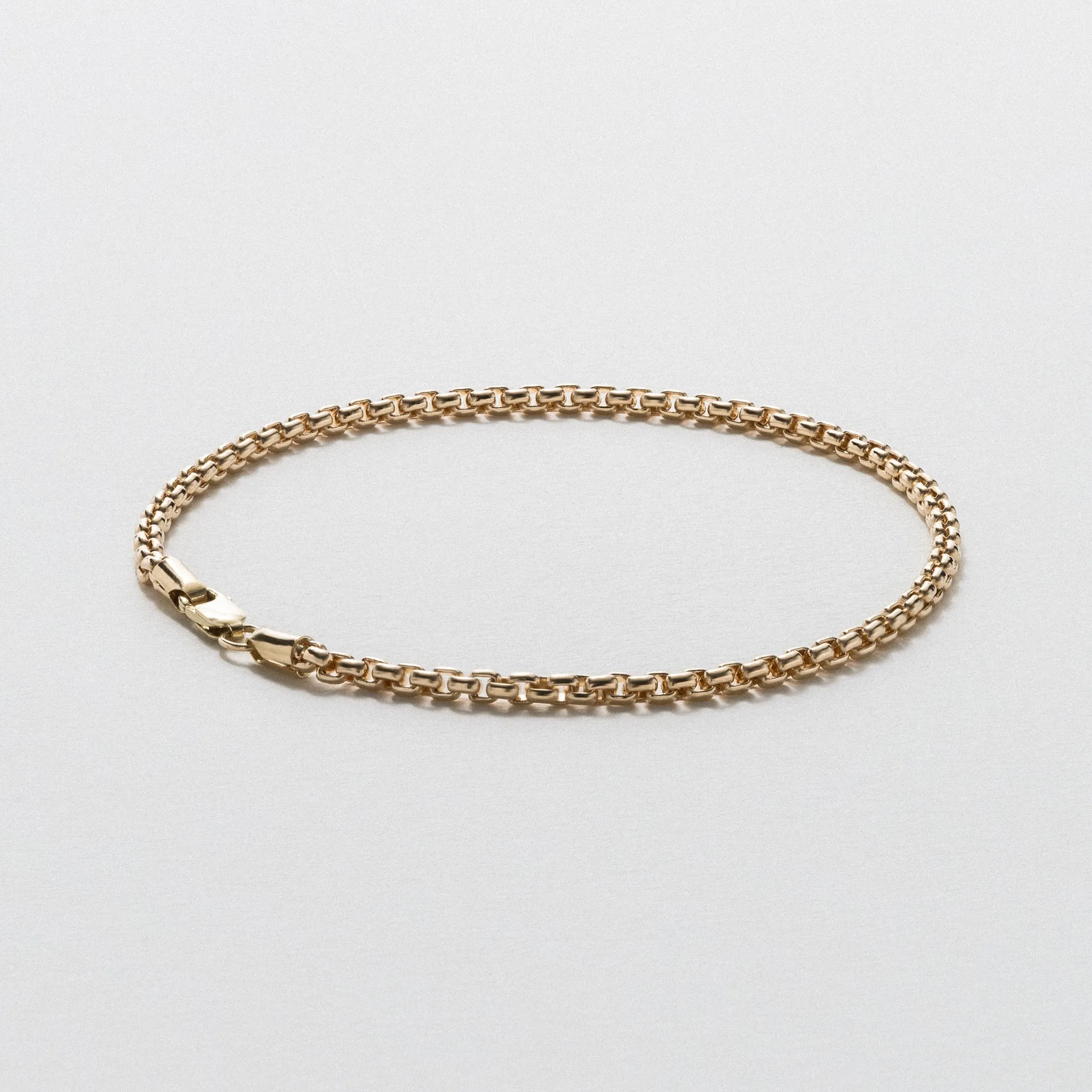 Yellow Gold Box Chain Bracelet - Polished 2.6mm