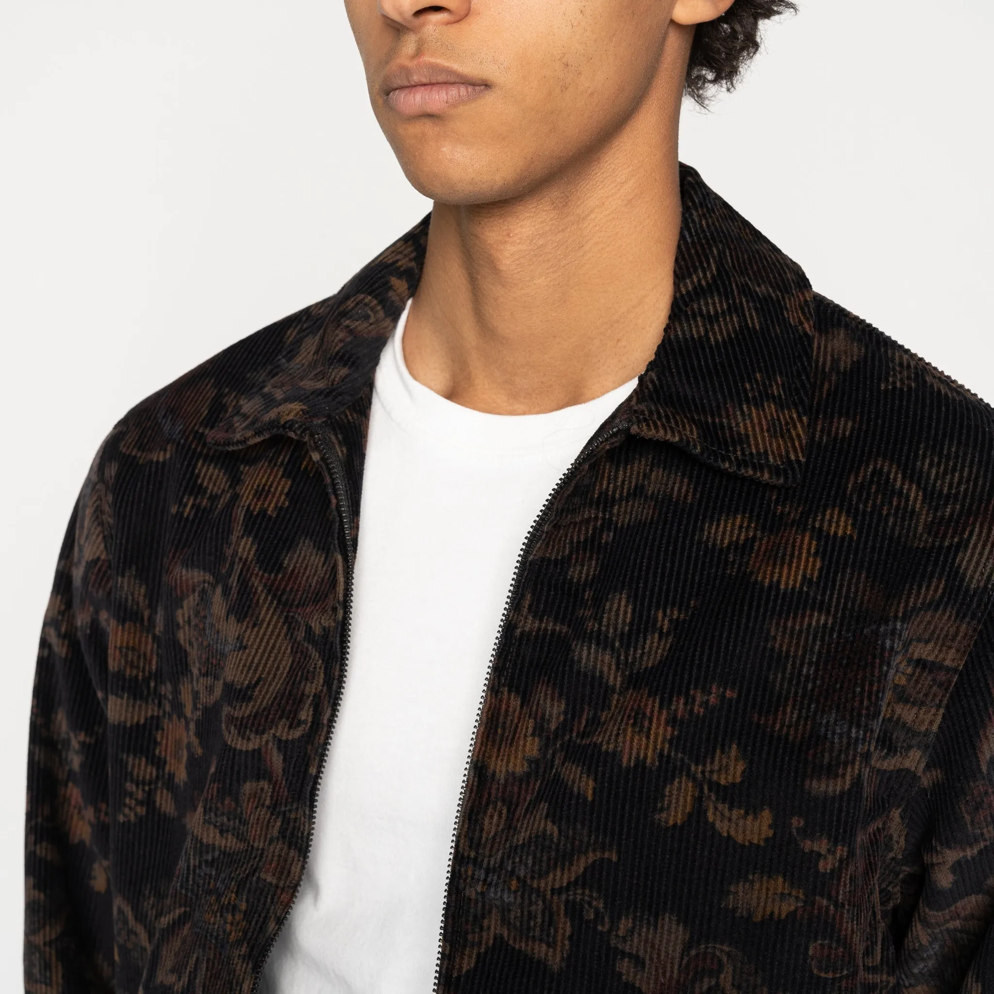 Zip Jacket - Paisley Corduroy - Black